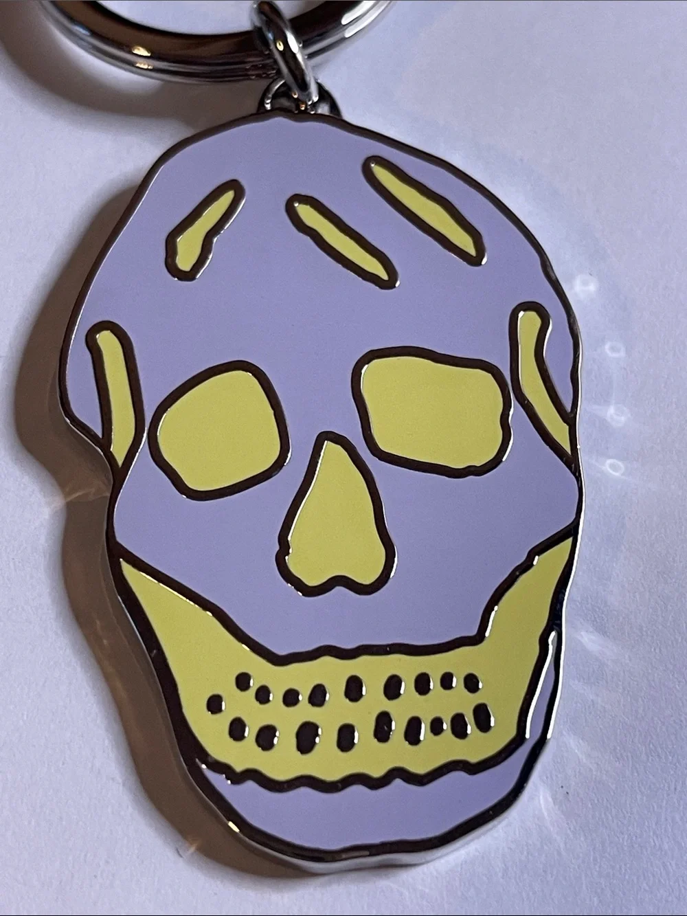 Alexander McQueen Skull Keychain Pendant in Lavender and Yellow